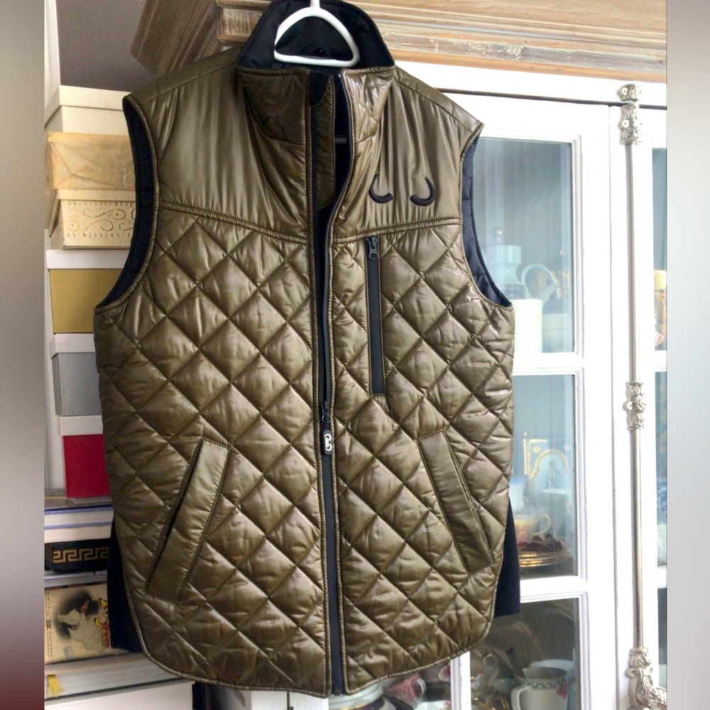 WULLY OUTERWEAR Quilted Olive Green Vest, M